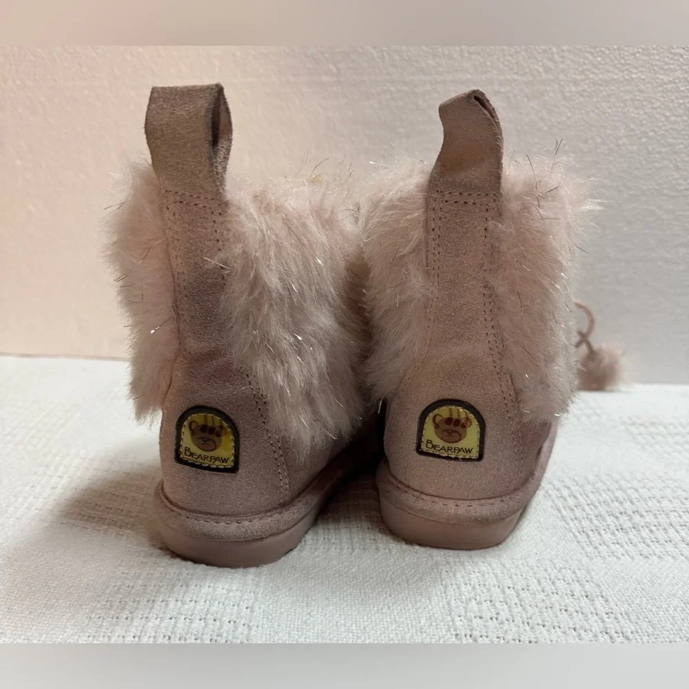 BEARPAW Pink Suede & Sheepskin Sophie Toddler Boots Size 9